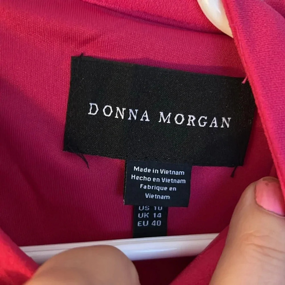 Donna Morgan Women's Leg O' Mutten Sleeve Side Draped Mini Dress Size 10 - Picture 2 of 3